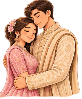 Raghav and Ishita dressed for the reception