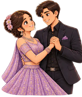 Raghav and Ishita dressed for the sangeet